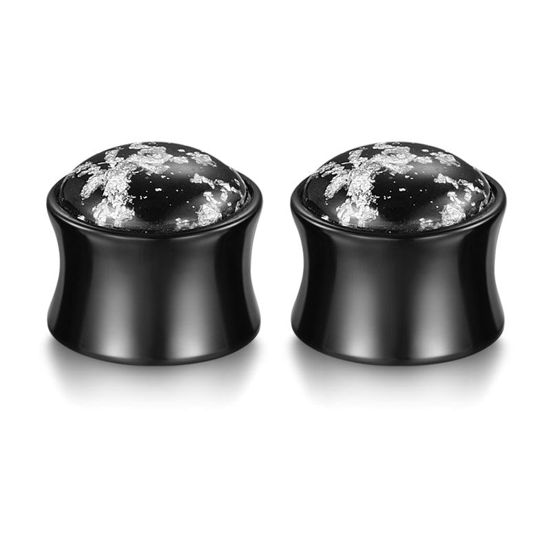 6mm black acylic ear tunnel plug opal