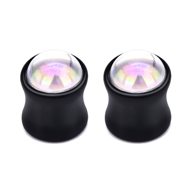 6mm black acylic ear tunnel plug crystal