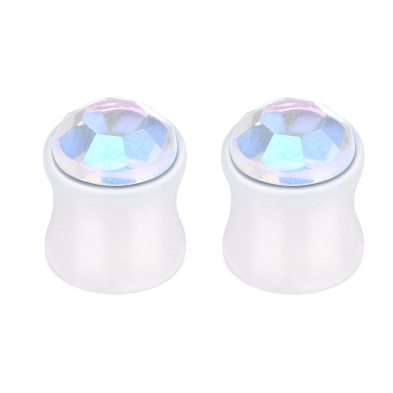 6mm white acylic ear tunnel plug