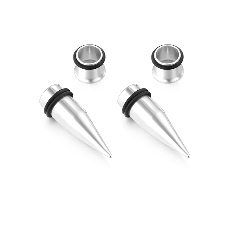 14g silver ear gauge taper