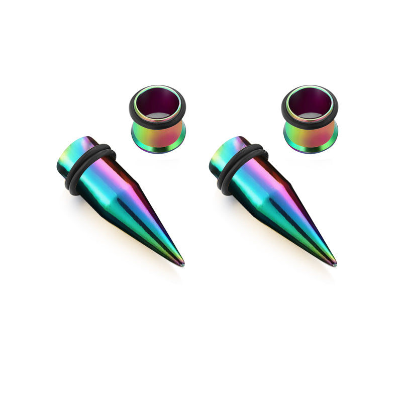 14g rainbow ear gauge taper