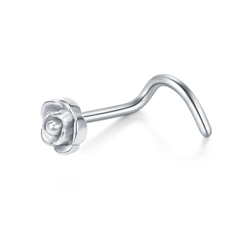 Silver Rose Nose Screw