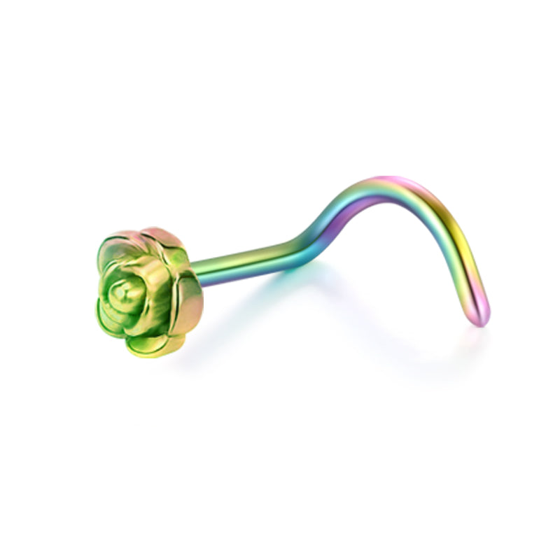 Rainbow Rose Nose Screw