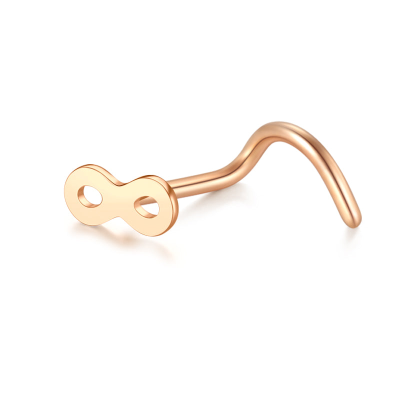  8 Shape Rose Gold Nose Stud for Women 