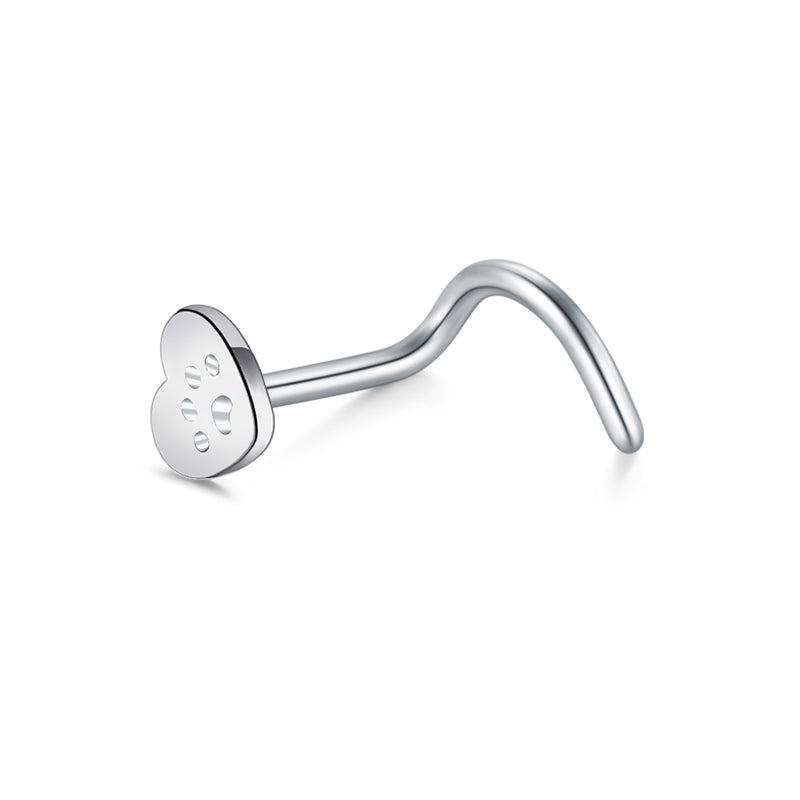  Heart Shape Silver Nose Stud for Women 