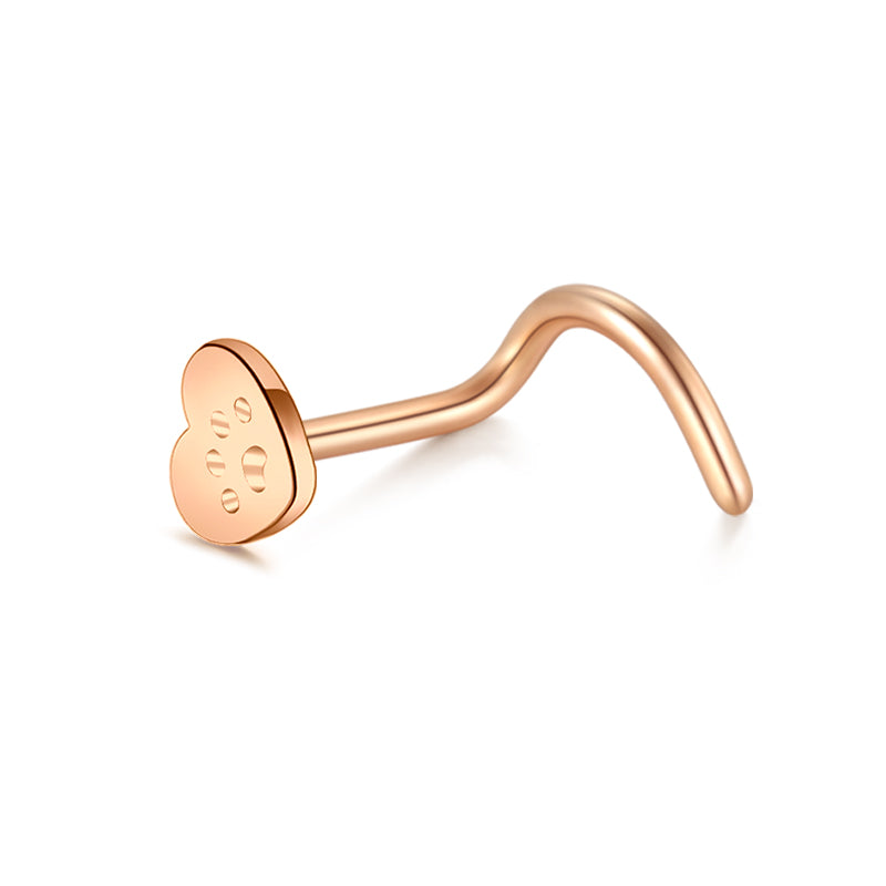  Heart Shape Rose Gold Nose Stud for Women 