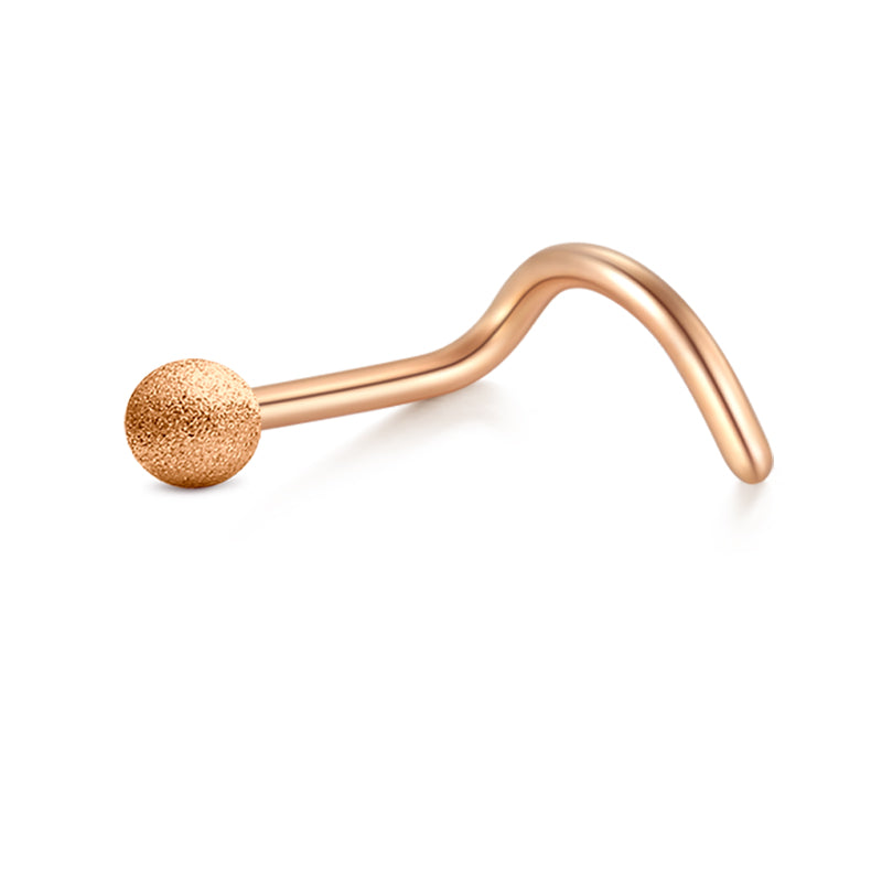 Rose Gold Frosted Ball Nose Stud 