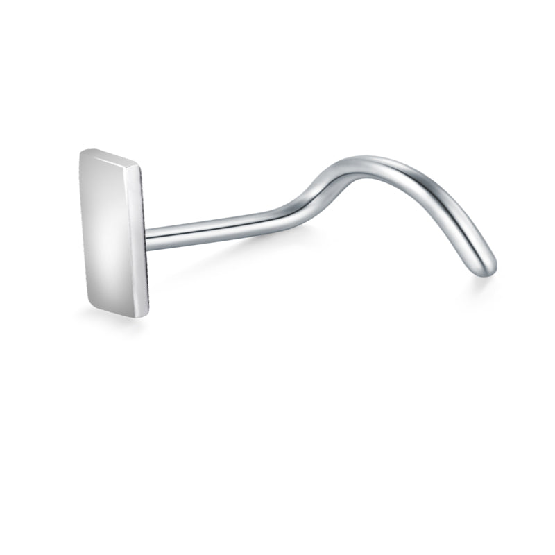 Silver Rectangle Shape Nose Stud for Women 