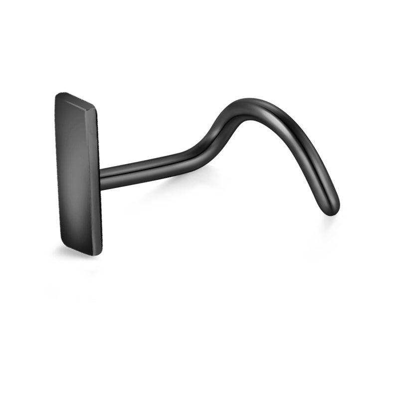 Black Rectangle Shape Nose Stud for Women 
