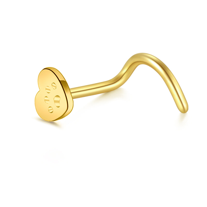  Heart Shape Gold Nose Stud for Women 