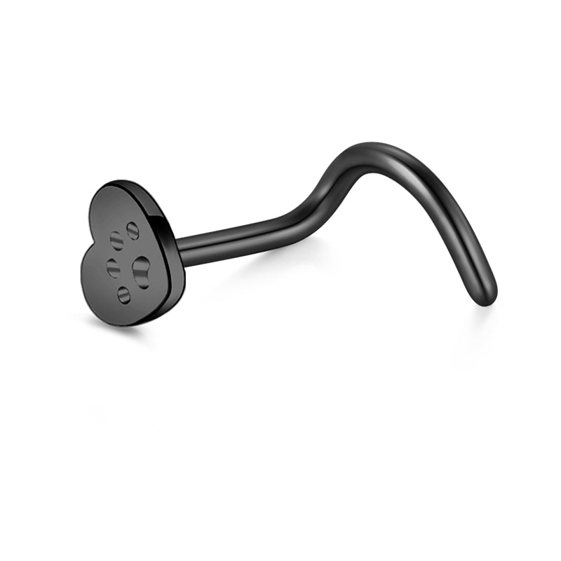  Heart Shape Black Nose Stud for Women 