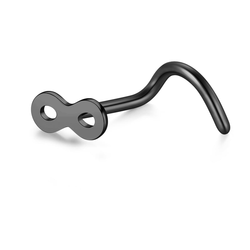  8 Shape Black Nose Stud for Women 
