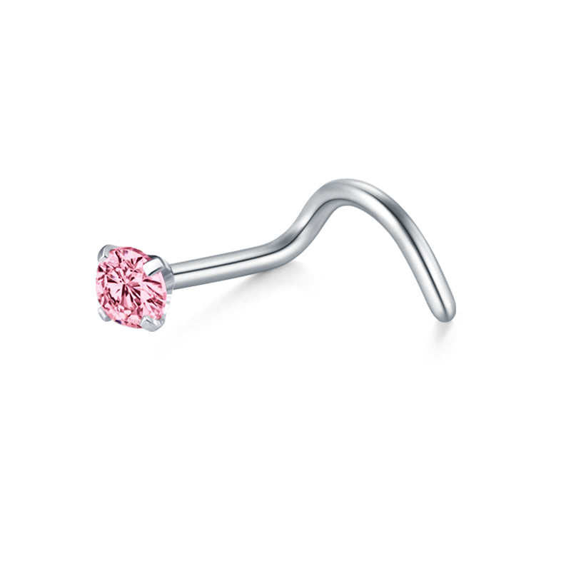 18G Pink  CZ Nose Rings