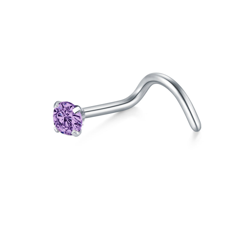 18G Purple CZ Nose Rings