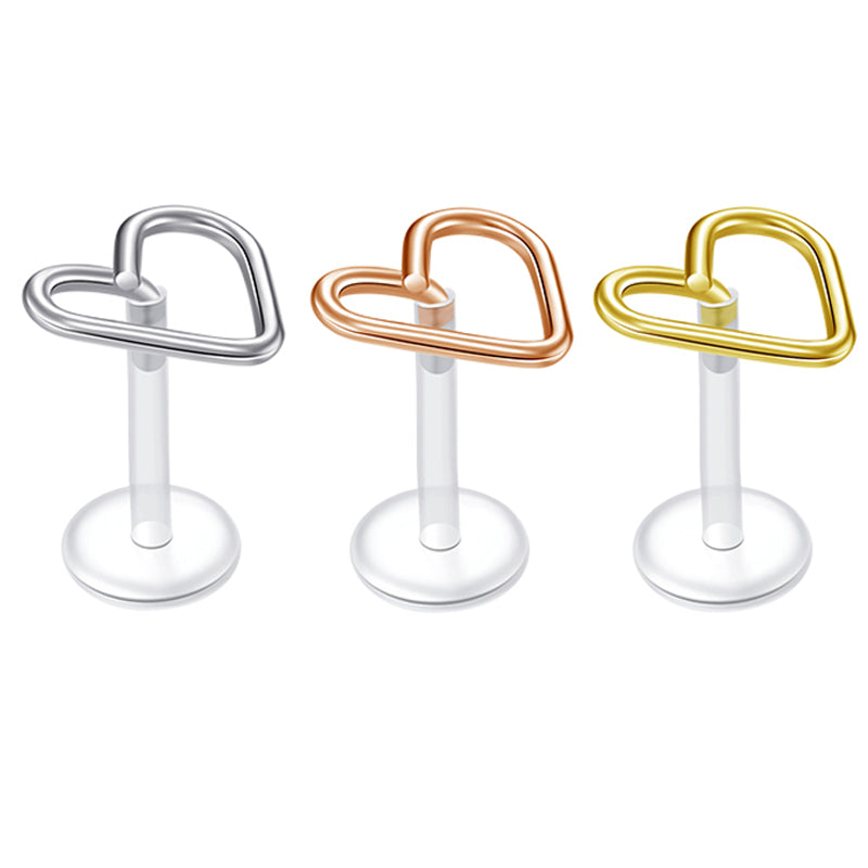 16gauge Plastic Tragus Earrings Push in Heart