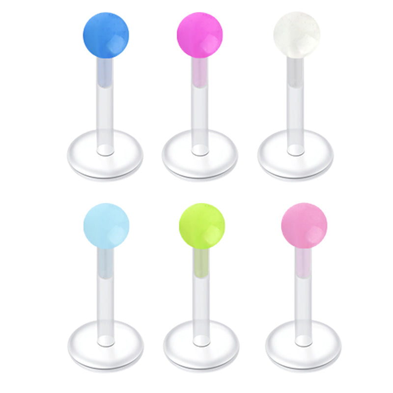 16gauge Plastic Lip Studs Glow in Dark