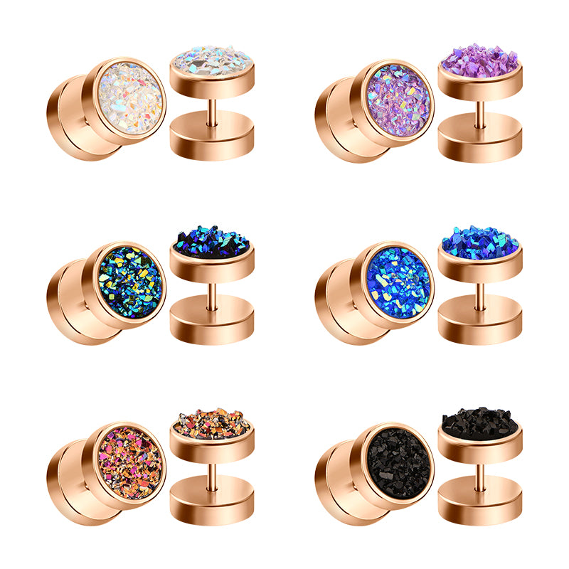 16G Rosegold Shiny Ore Flakes Styles Fake Ear Plugs Tunnels Different Colors Available