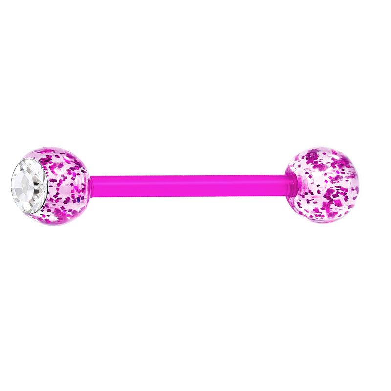 Plastic Tongue Rings Glitter Colorful Bar