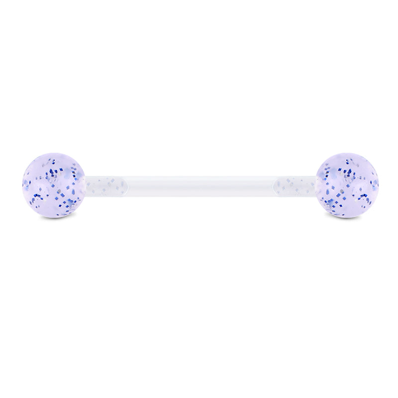 Plastic Tongue Rings Glitter Clear Bar