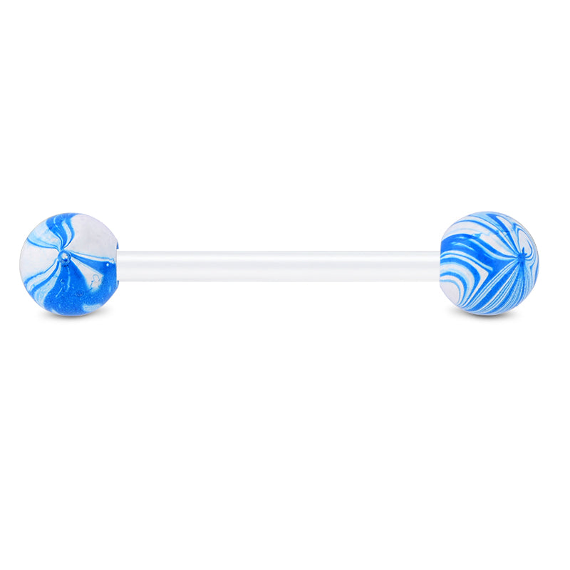 Plastic Tongue Rings Ball Clear Bar