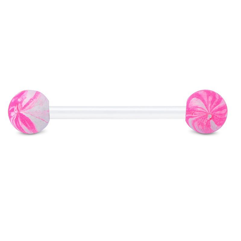 Plastic Tongue Rings Ball Clear Bar