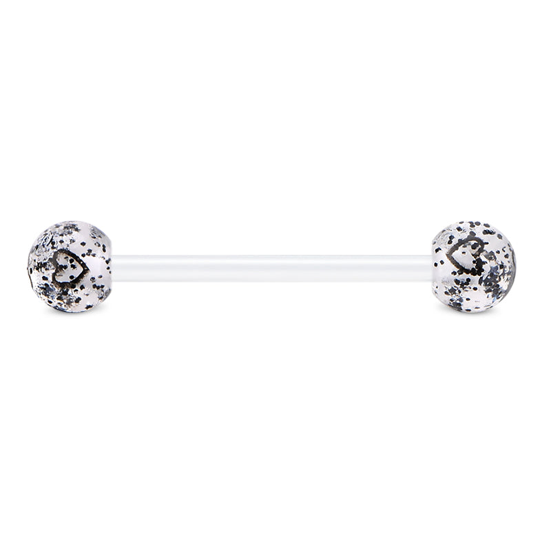 Plastic Tongue Rings Ball Clear Bar