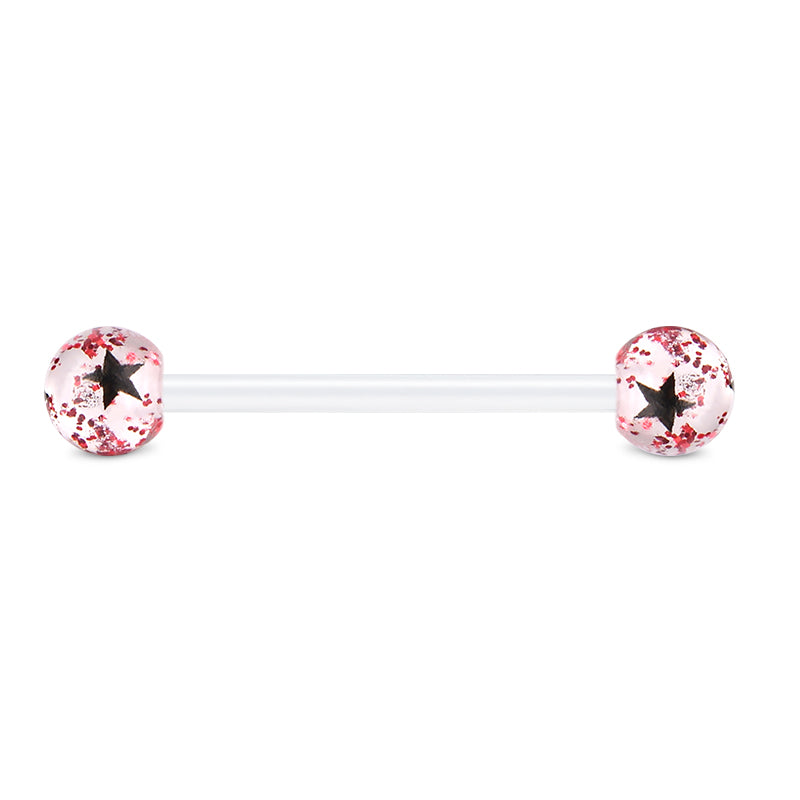 Plastic Tongue Rings Ball Clear Bar