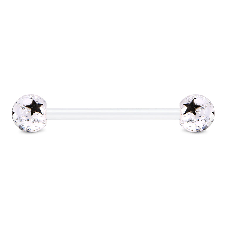 Plastic Tongue Rings Ball Clear Bar