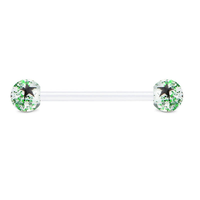 Plastic Tongue Rings Ball Clear Bar