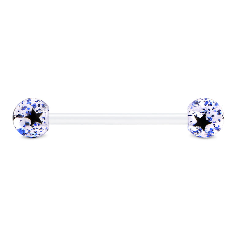 Plastic Tongue Rings Ball Clear Bar