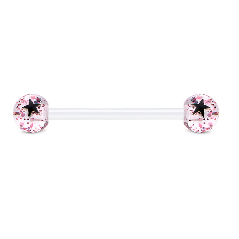 Plastic Tongue Rings Ball Clear Bar