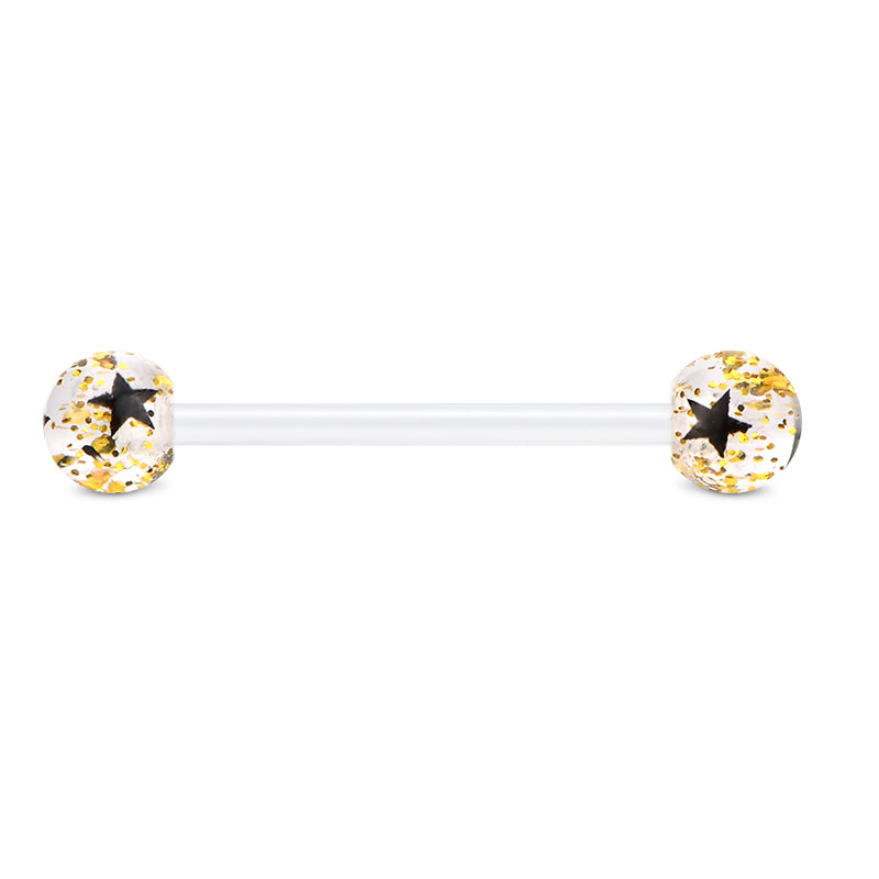 Plastic Tongue Rings Ball Clear Bar