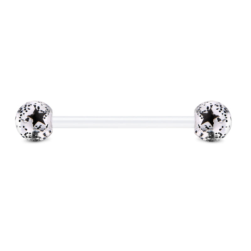 Plastic Tongue Rings Ball Clear Bar