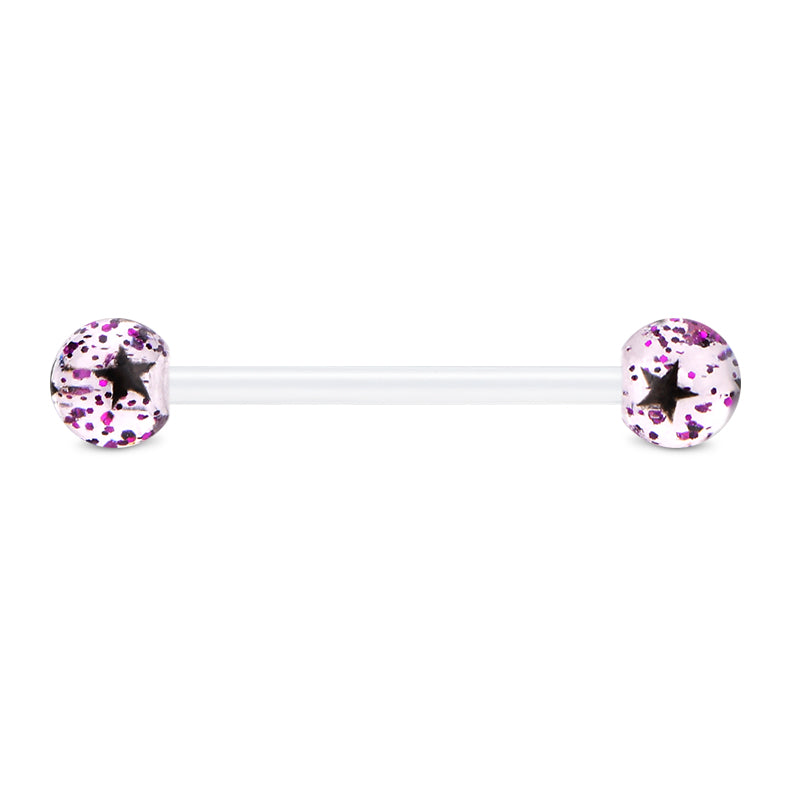Plastic Tongue Rings Ball Clear Bar