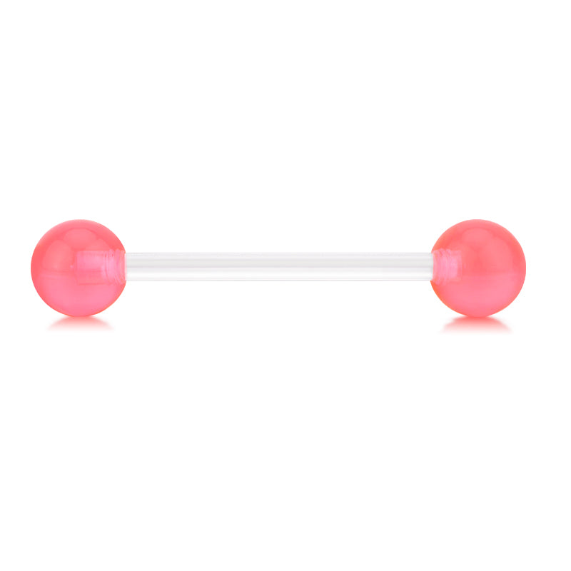 Plastic Tongue Rings Ball Clear Bar