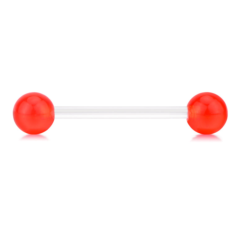 Plastic Tongue Rings Ball Clear Bar
