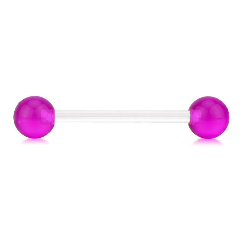 Plastic Tongue Rings Ball Clear Bar