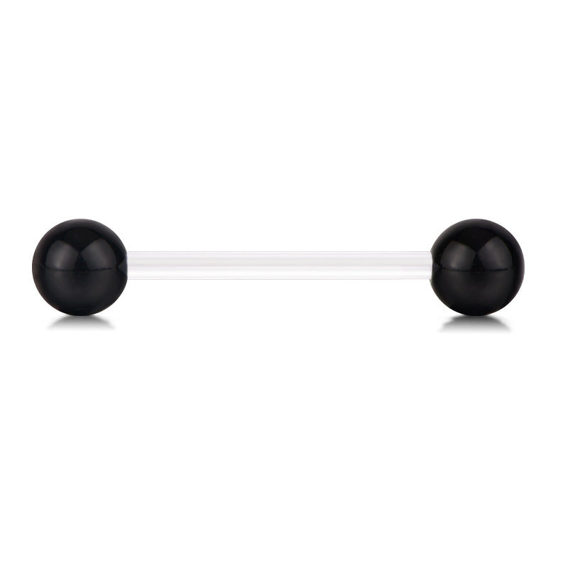 Plastic Tongue Rings Ball Clear Bar