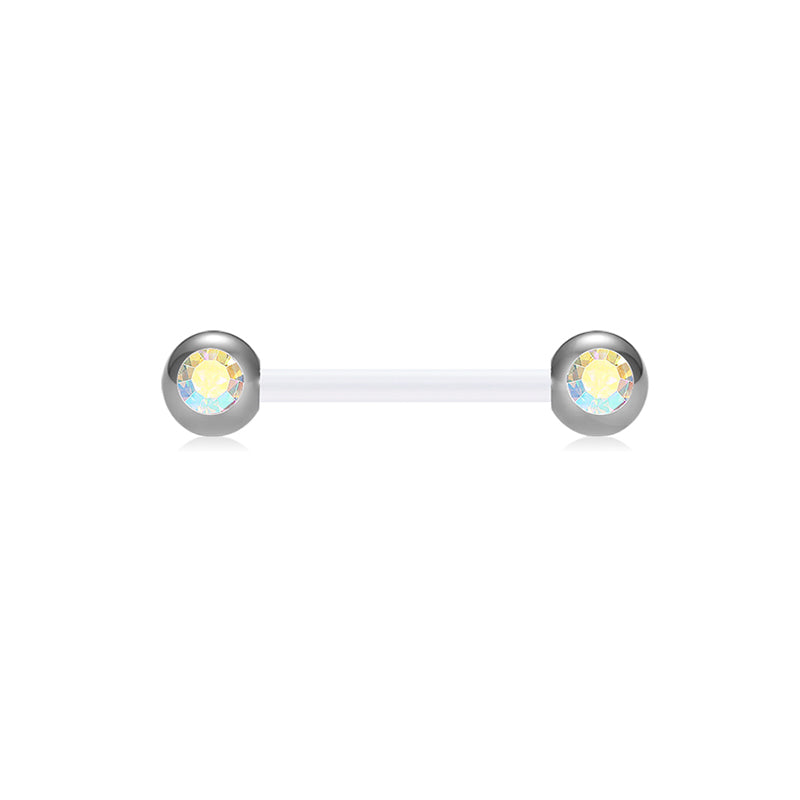 Plastic Tongue Rings Ball Clear Bar