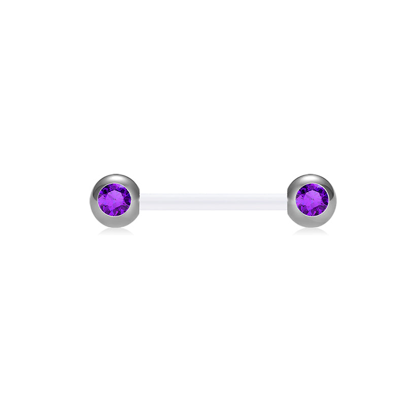 Plastic Tongue Rings Ball Clear Bar