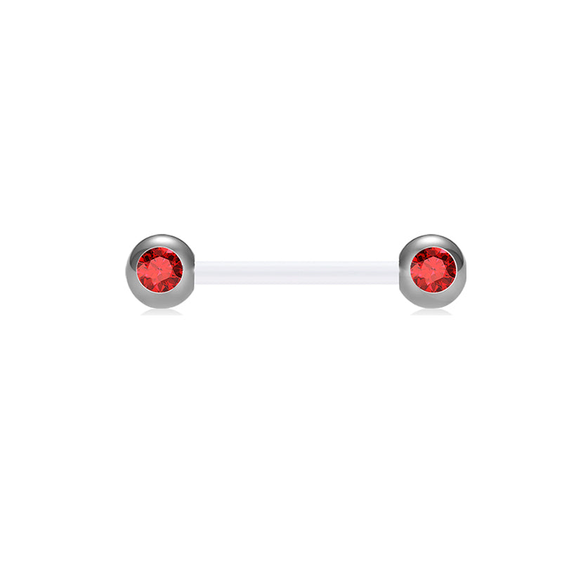 Plastic Tongue Rings Ball Clear Bar