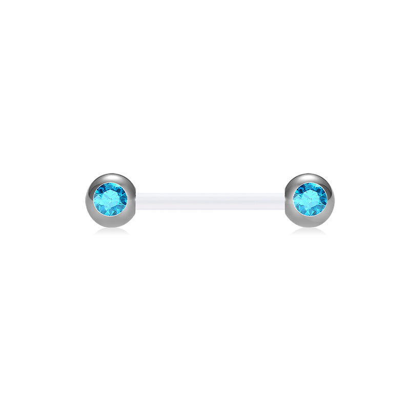 Plastic Tongue Rings Ball Clear Bar