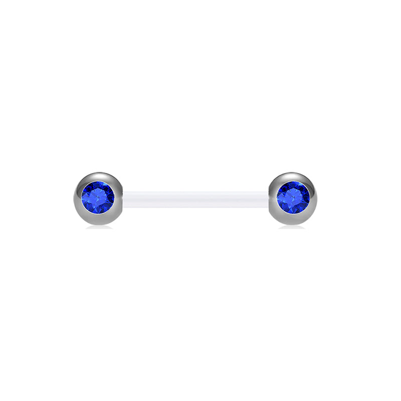 Plastic Tongue Rings Ball Clear Bar