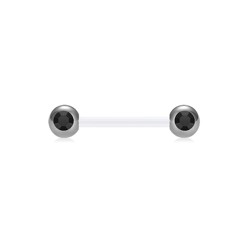 Plastic Tongue Rings Ball Clear Bar