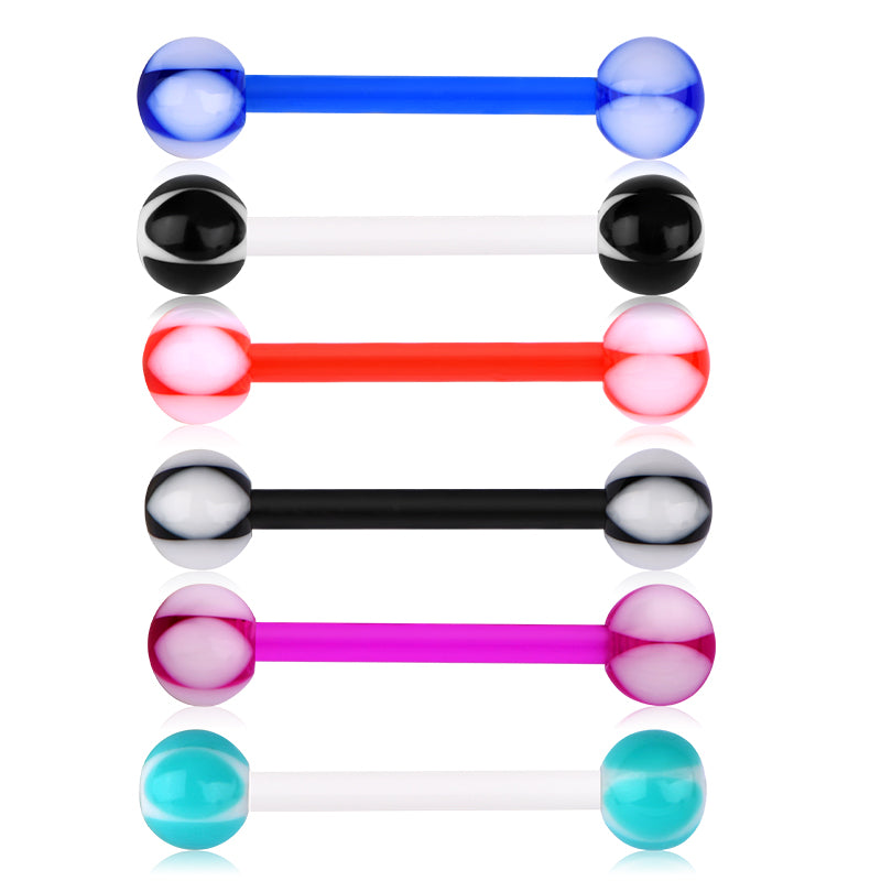 14gauge Plastic Tongue Rings Colorful Various Star 16mm