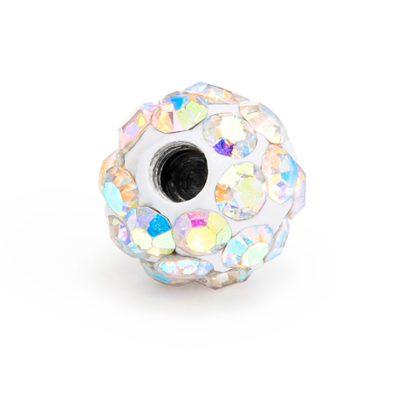 Crystal Ball Piercing 14G White & AB CZ 5mm