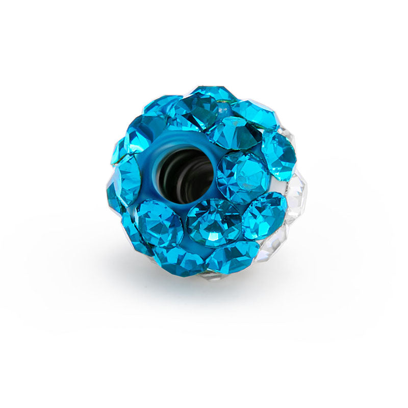 Crystal Ball Piercing 14G Blue and white 5mm