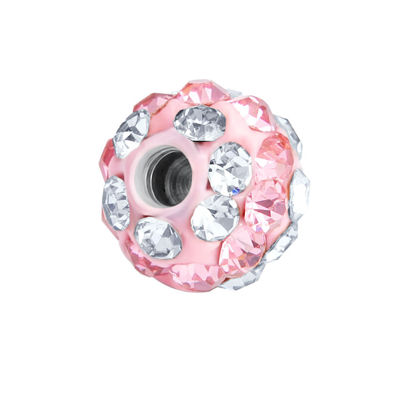 Crystal Ball Piercing 14G Pink and white stripes 5mm