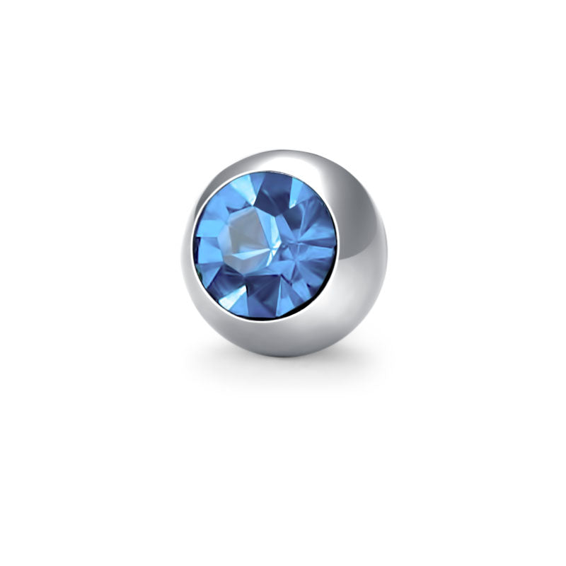 Inlaid Gem Ball 14G Light Blue 5mm
