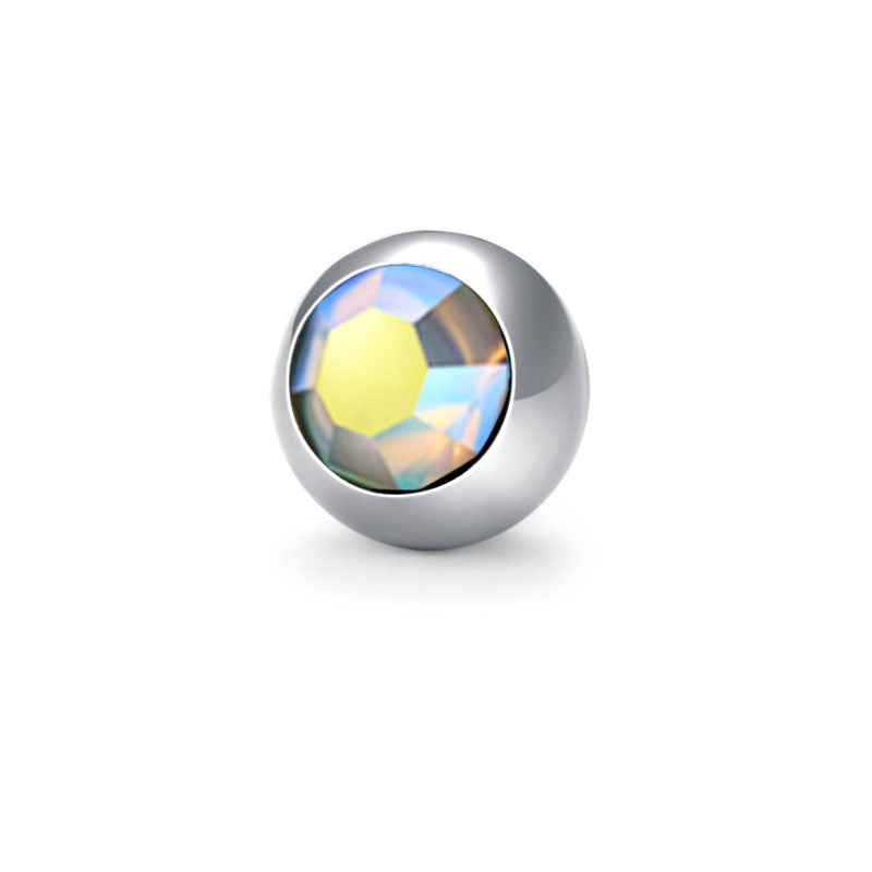 Inlaid Gem Ball 14G AB Rainbow CZ 8mm